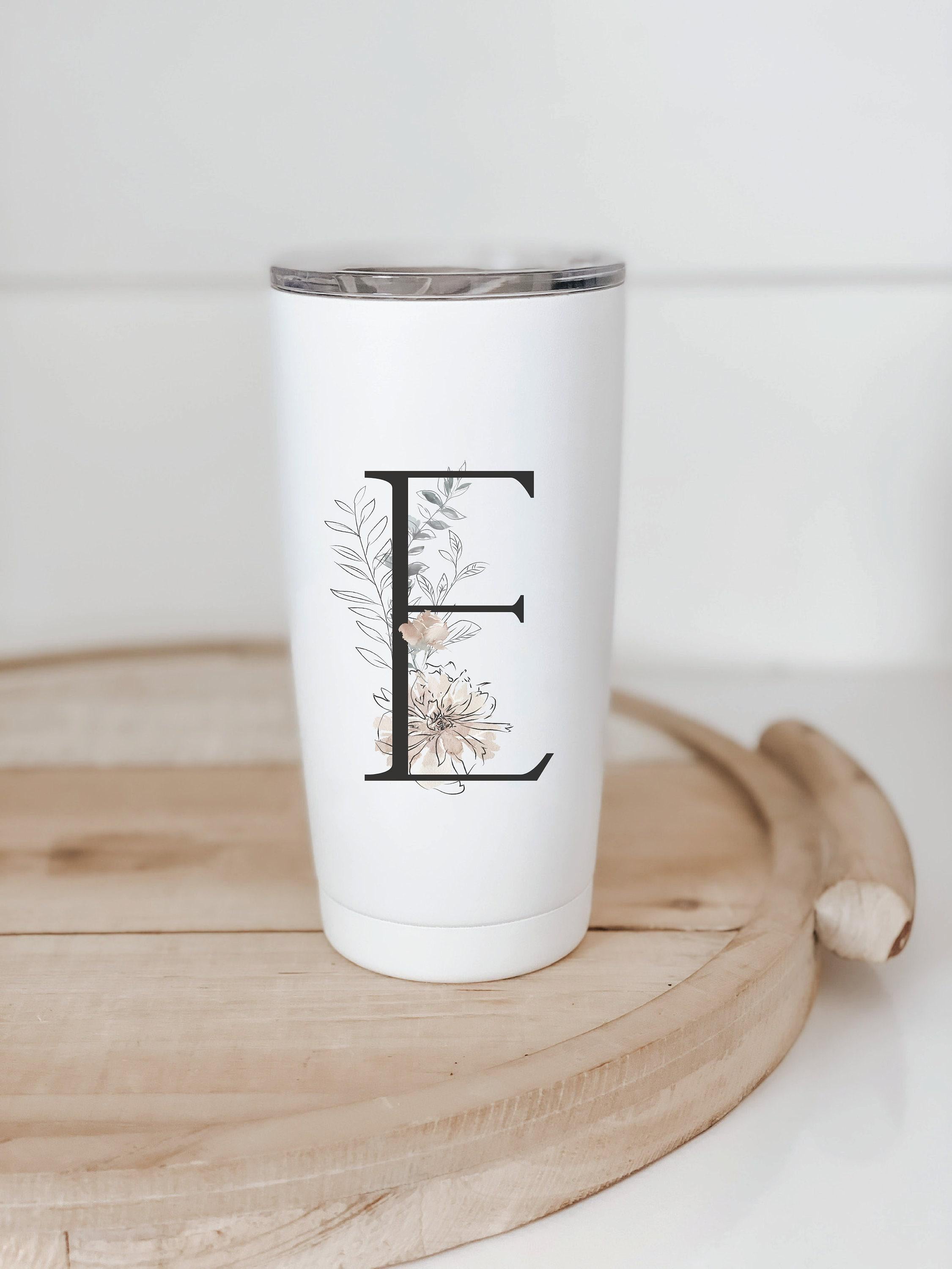 Personalized Travel Mugs - Personalized Floral Initial