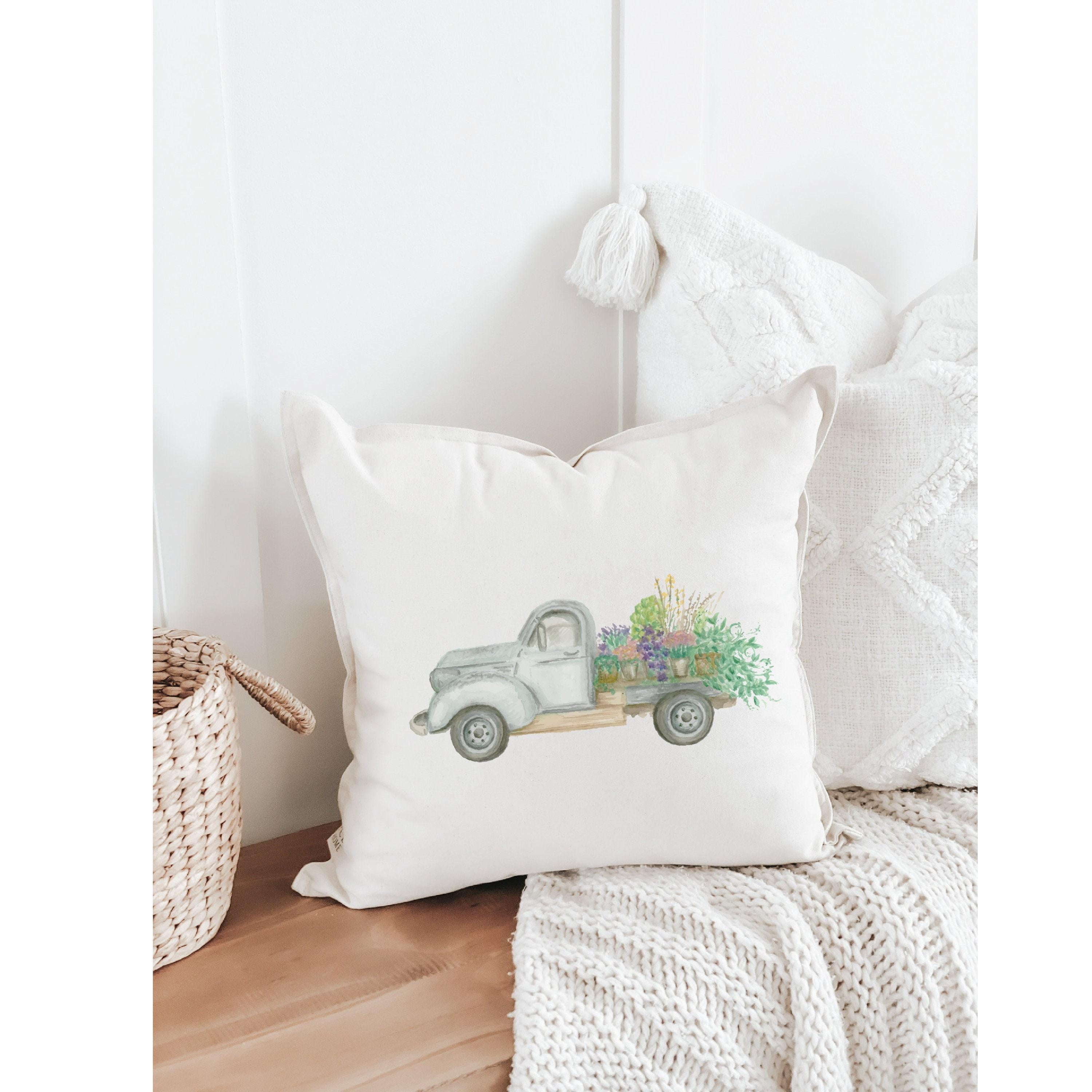 Throw Pillows - Floral Truck Watercolor