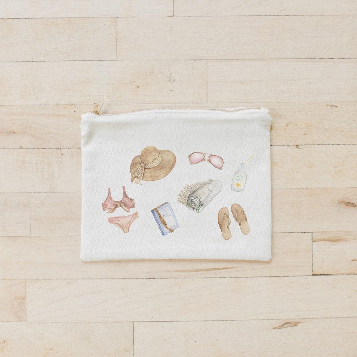 Makeup Bags - Beach Essentials Watercolor