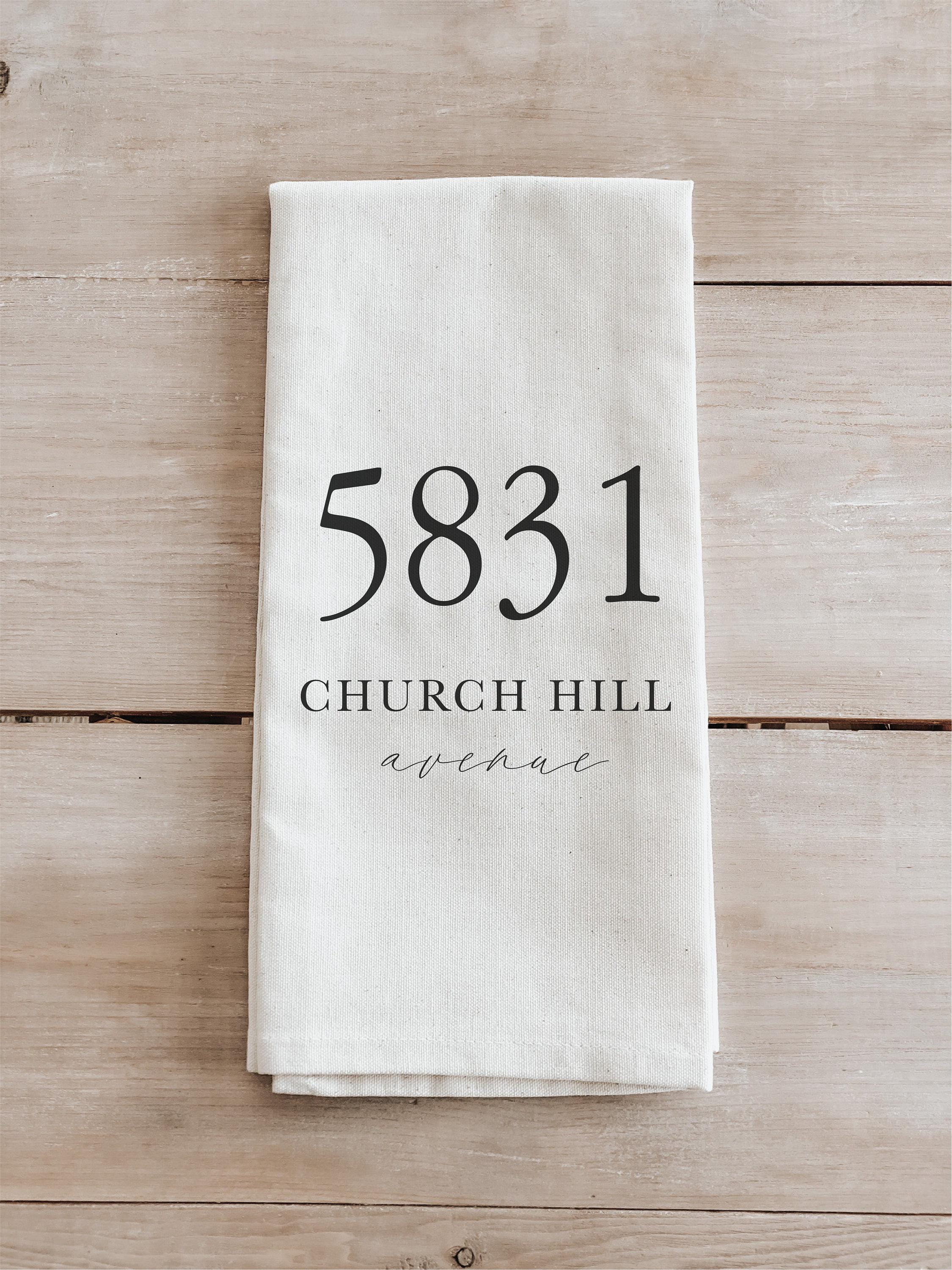 Personalized Tea Towel - Personalized Lettered Address