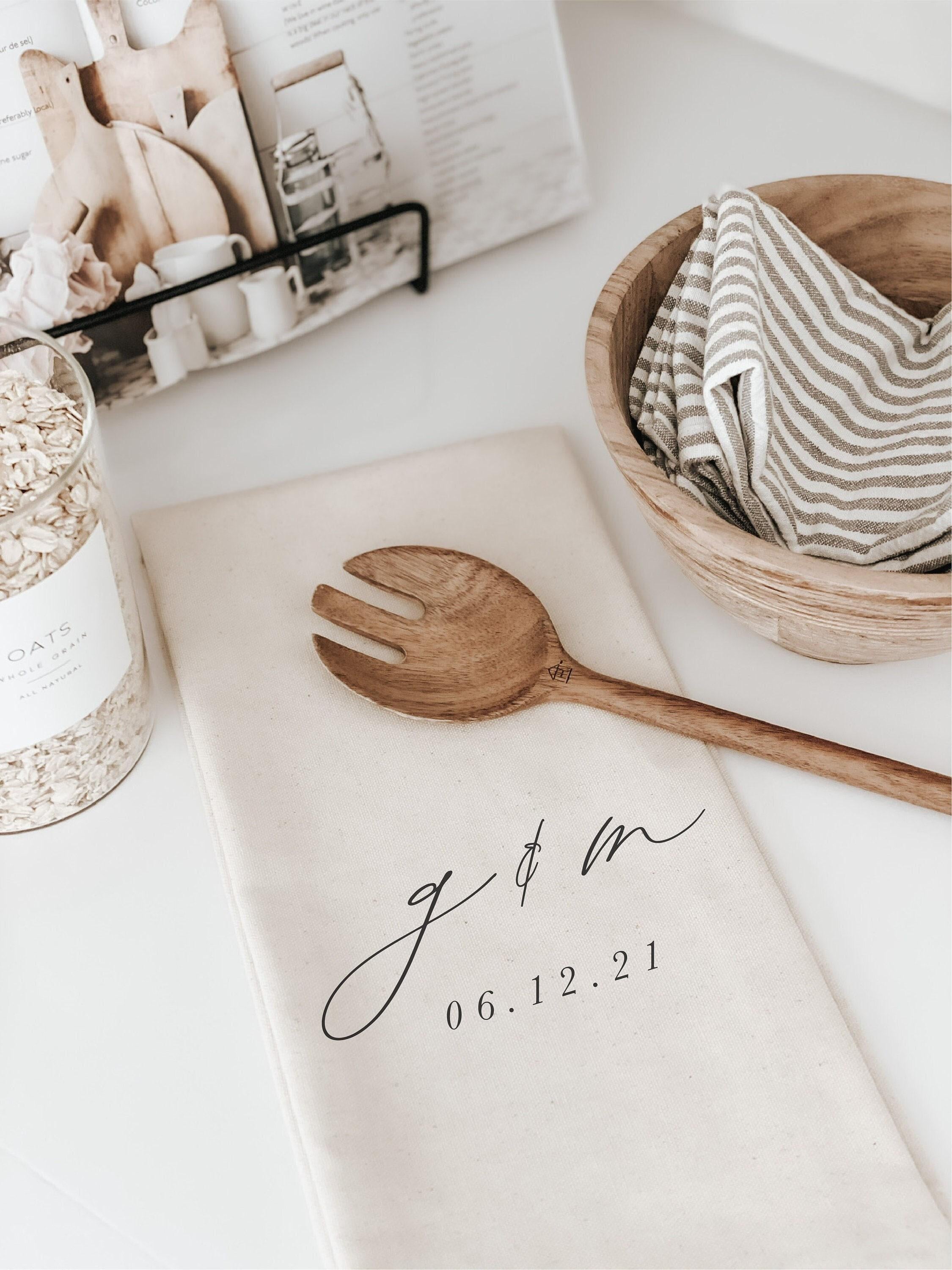 Personalized Tea Towel - Personalized Two Initials and Date