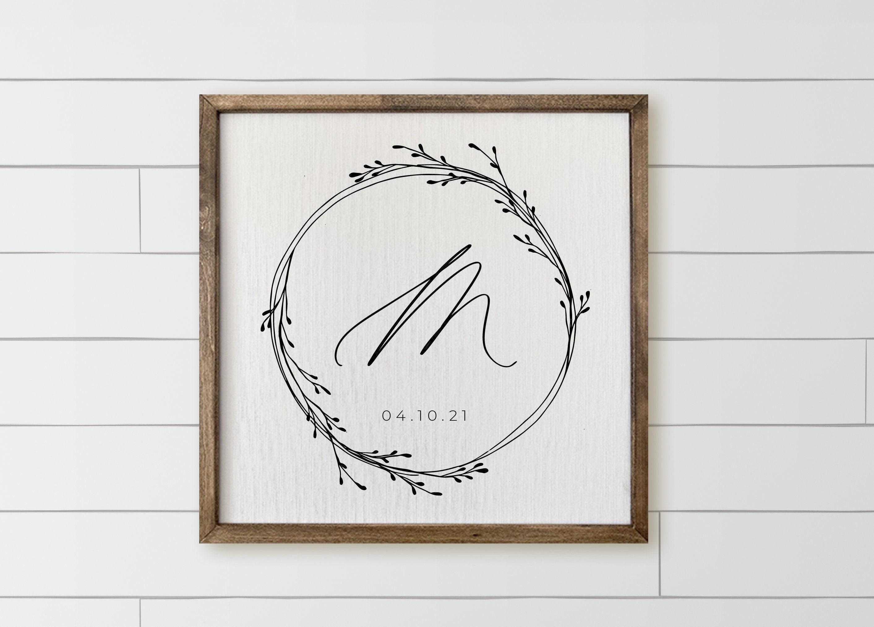 Personalized Wooden Frames - Personalized Wreath Initial