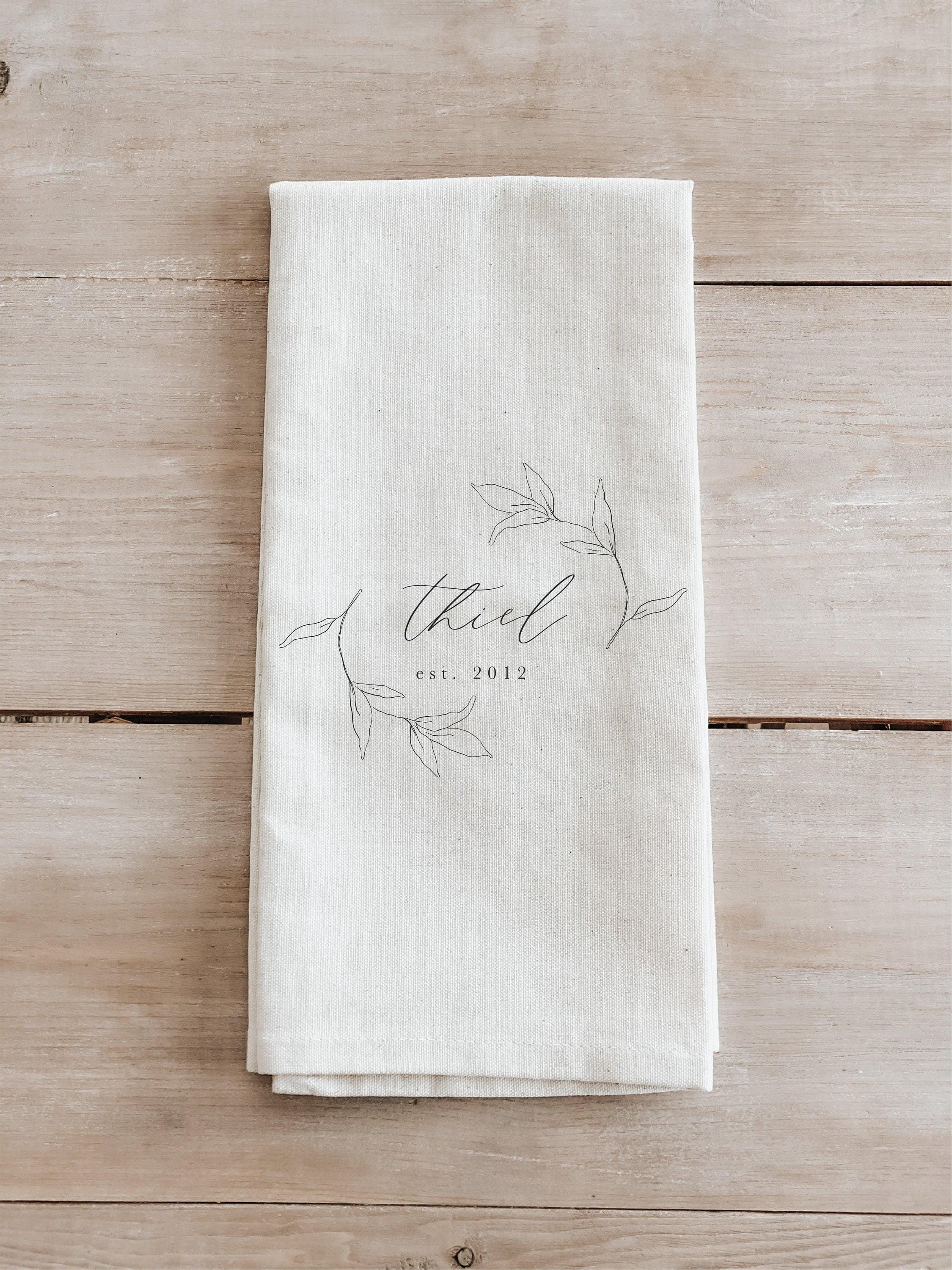 Personalized Tea Towel - Personalized Last Name and Date