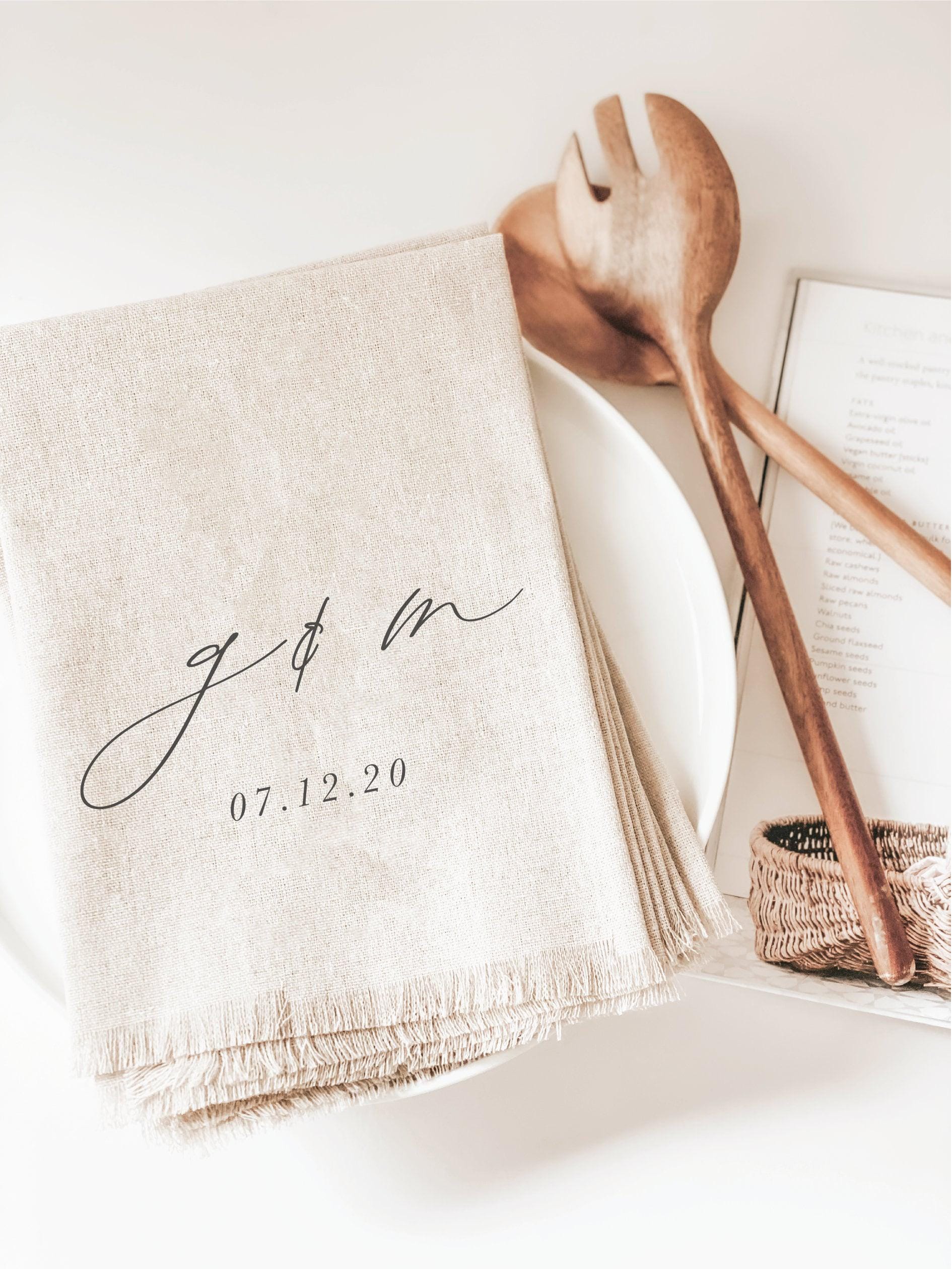 Personalized Napkins - Personalized Two Initials and Date