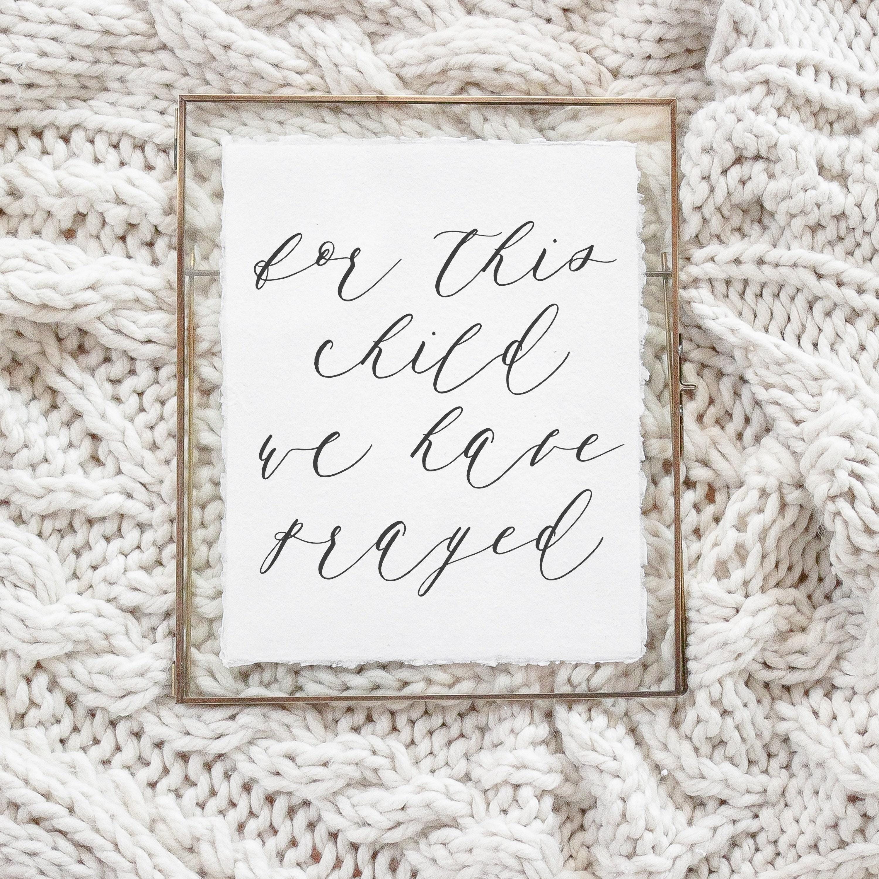 Glass Table Frames & Cards - For This Child We Have Prayed