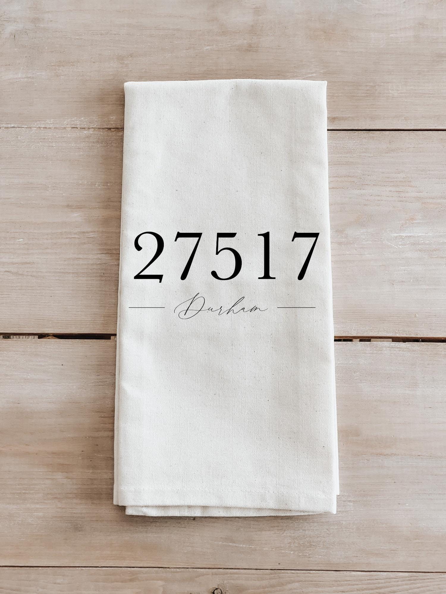 Personalized Tea Towel - Personalized Zip Code Script