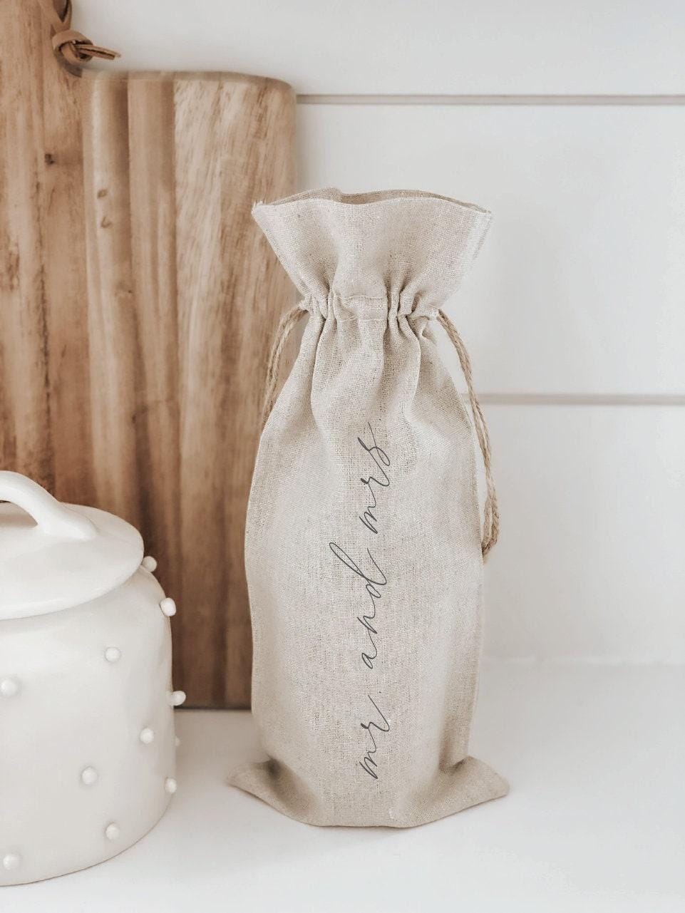 Wine Bags - Mr and Mrs Calligraphy