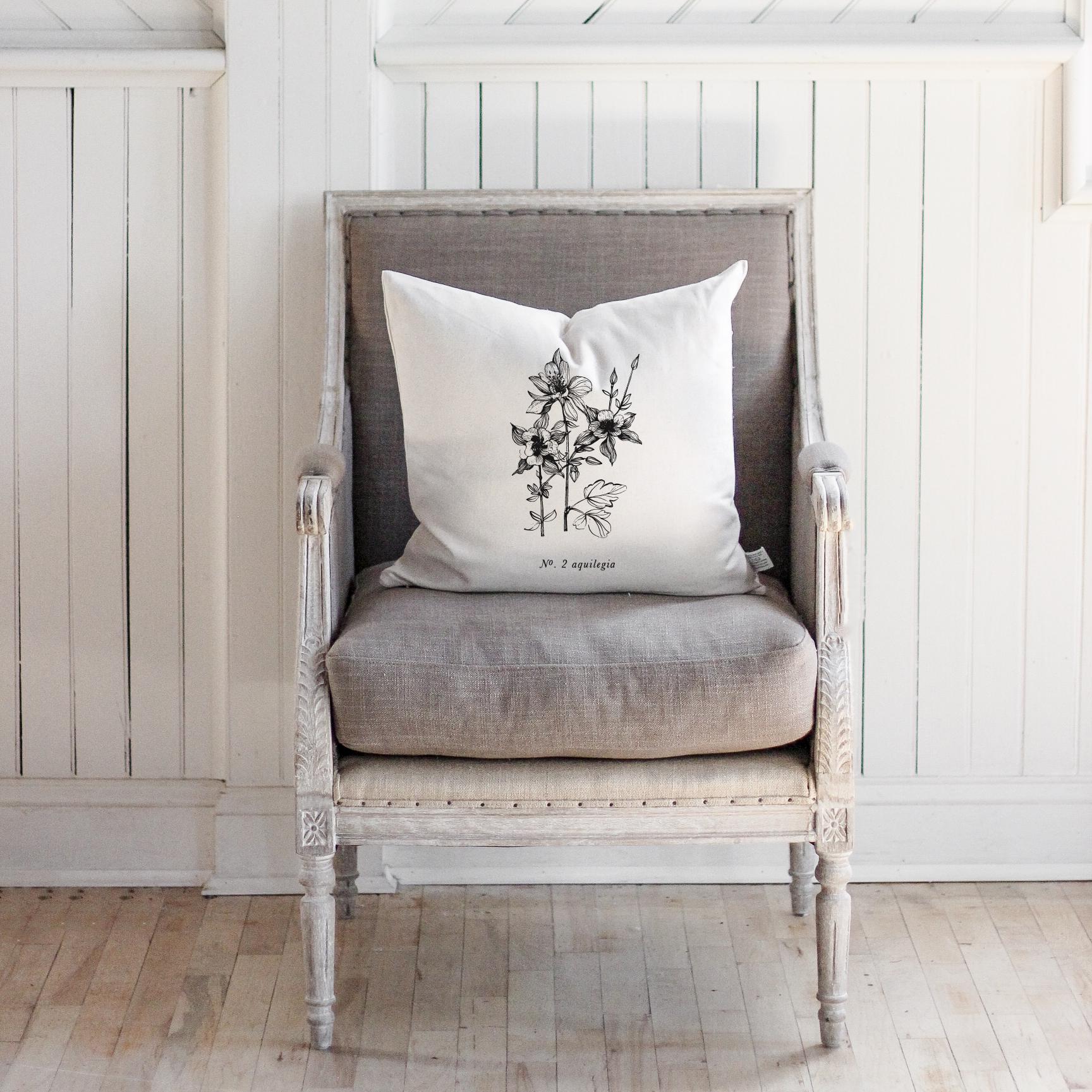 Throw Pillows - Aquilegia Botanical