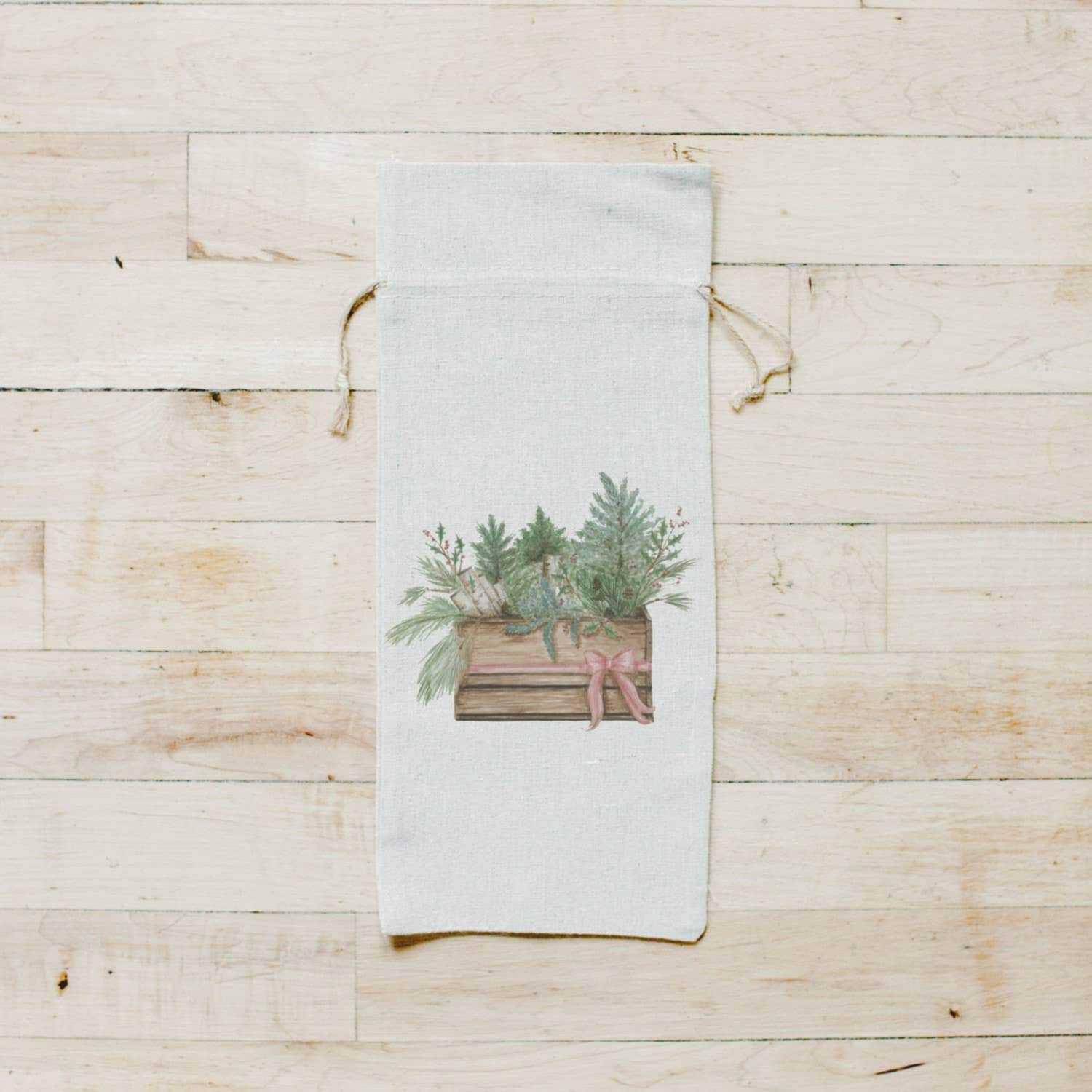 Wine Bags - Greens in Crate Watercolor