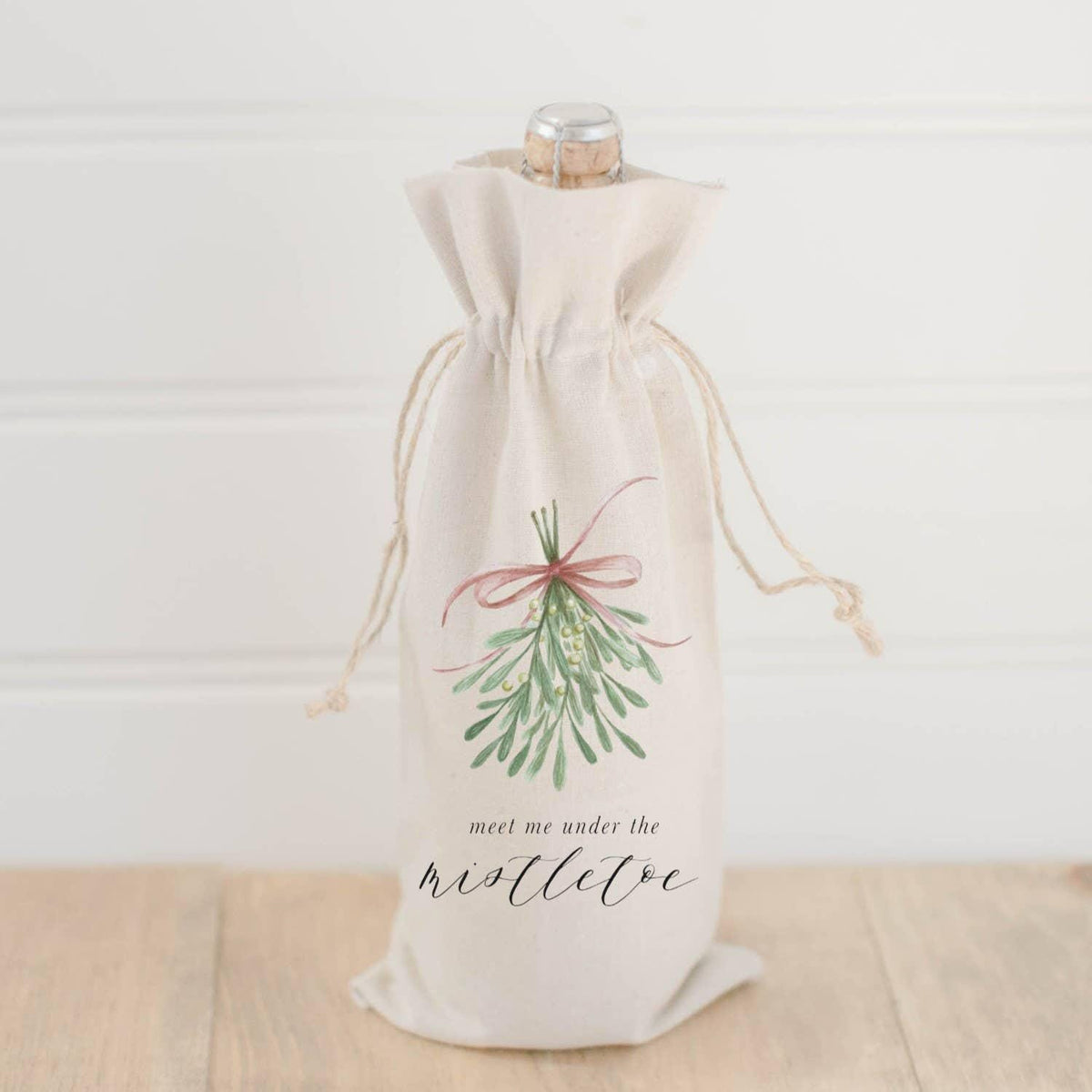 Wine Bags - Meet Me Under the Mistletoe Watercolor