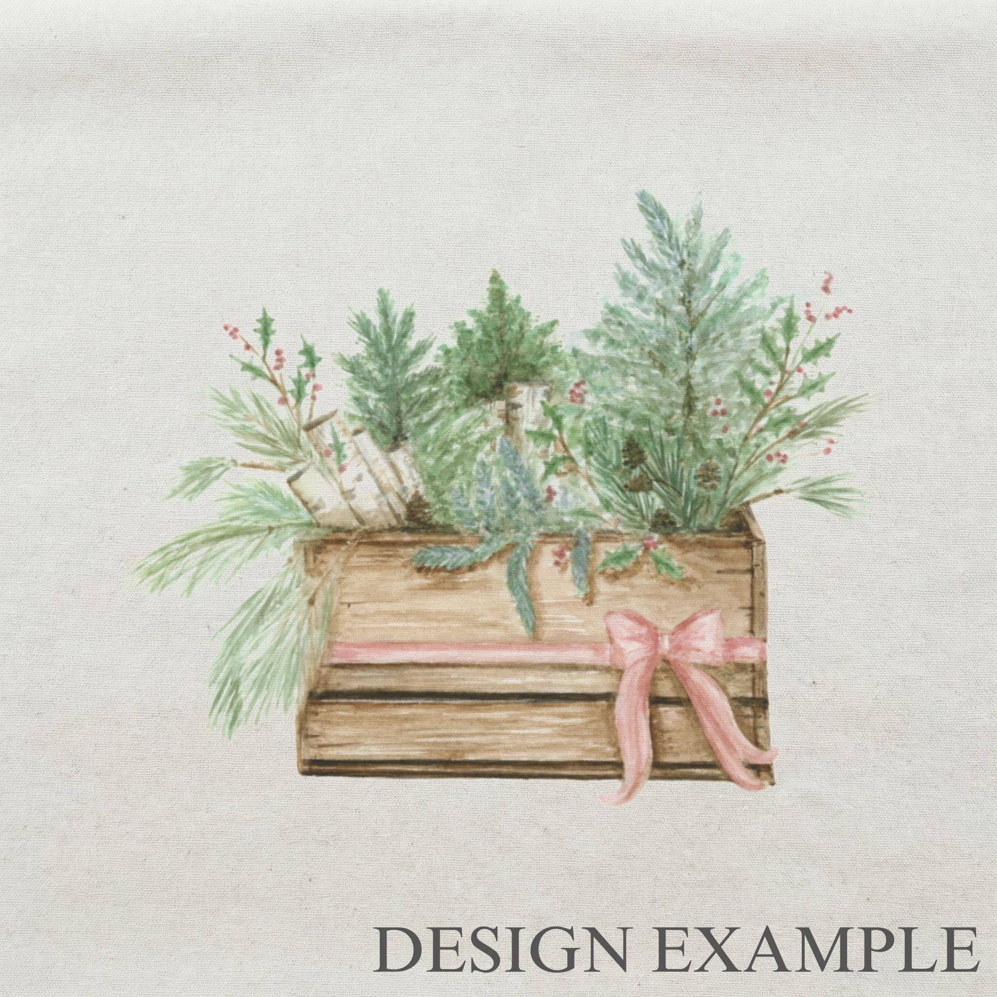 Tea Towel - Greens in Crate Watercolor