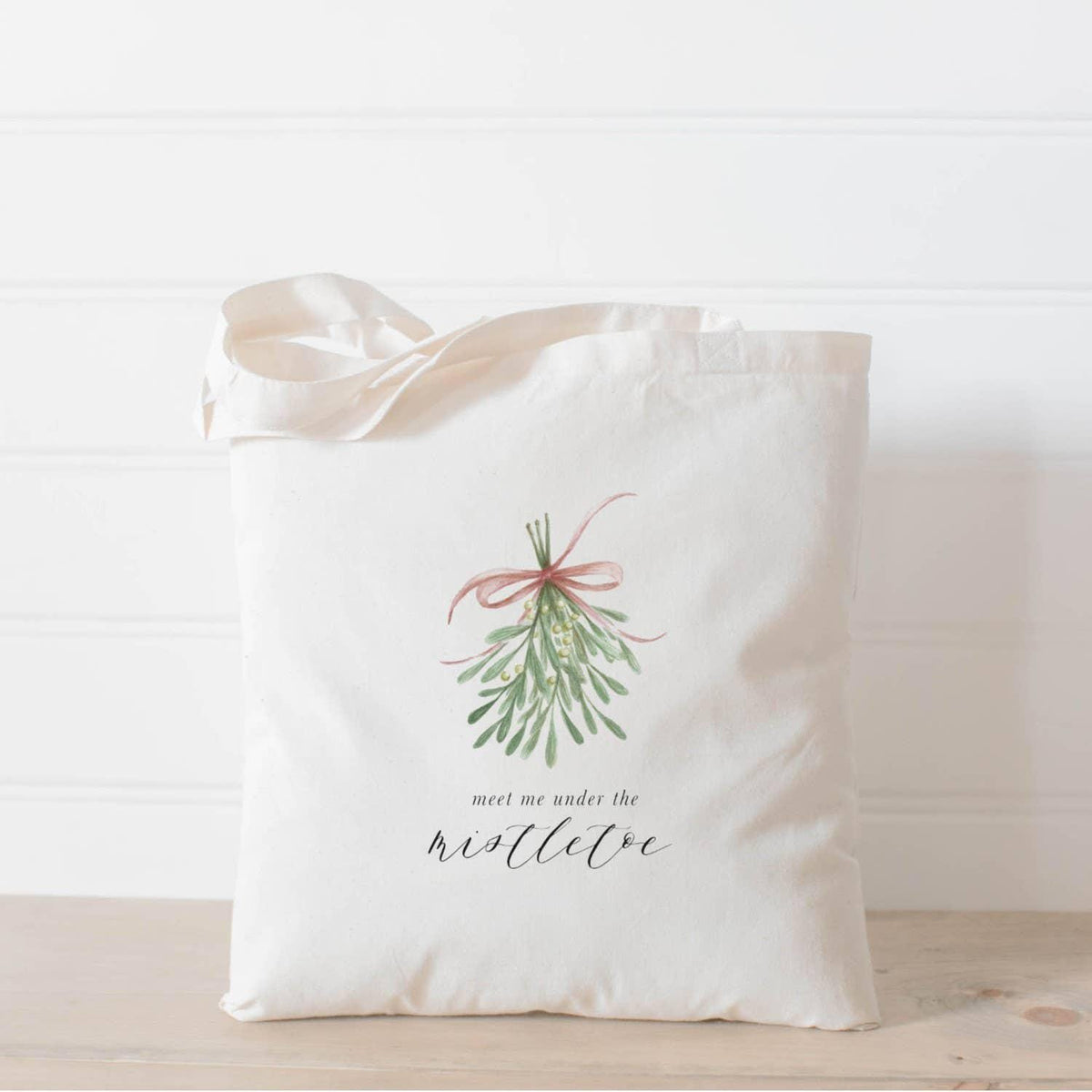Tote Bags - Meet Me Under the Mistletoe Watercolor