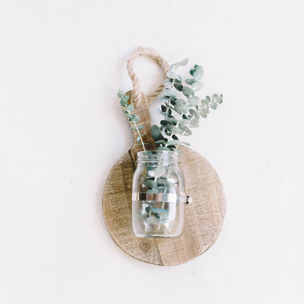 Hanging Bread Board with Glass Jar