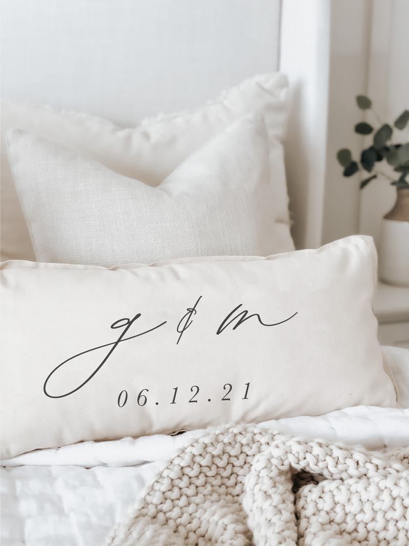 Personalized Two Initials Lumbar Pillow