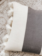 Gray and Cream Tassel Pillow