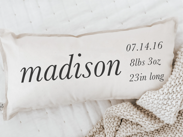 Personalized Birth Stats Lumbar Pillow