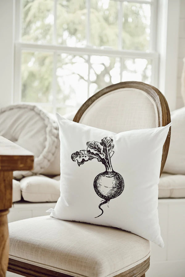 Fruits/Veggies Black + White Pillow