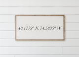 Personalized Coordinates Wood Framed Sign