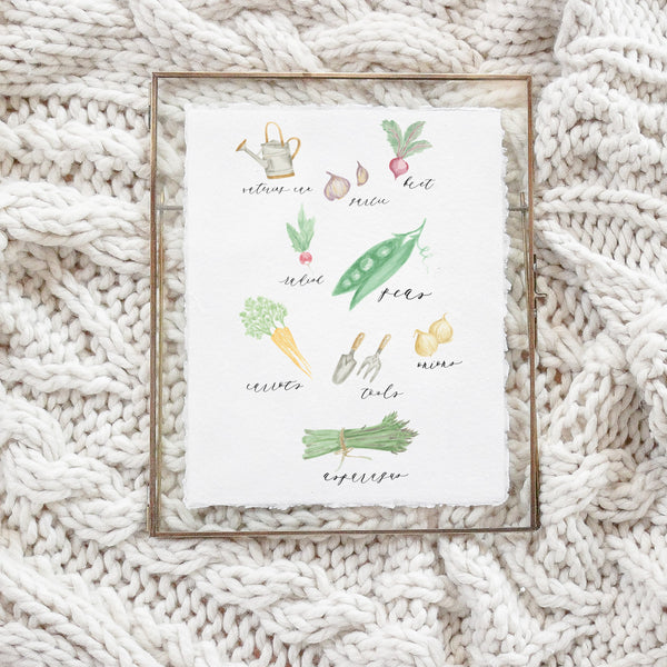 Watercolor Spring Garden Vegetables Print