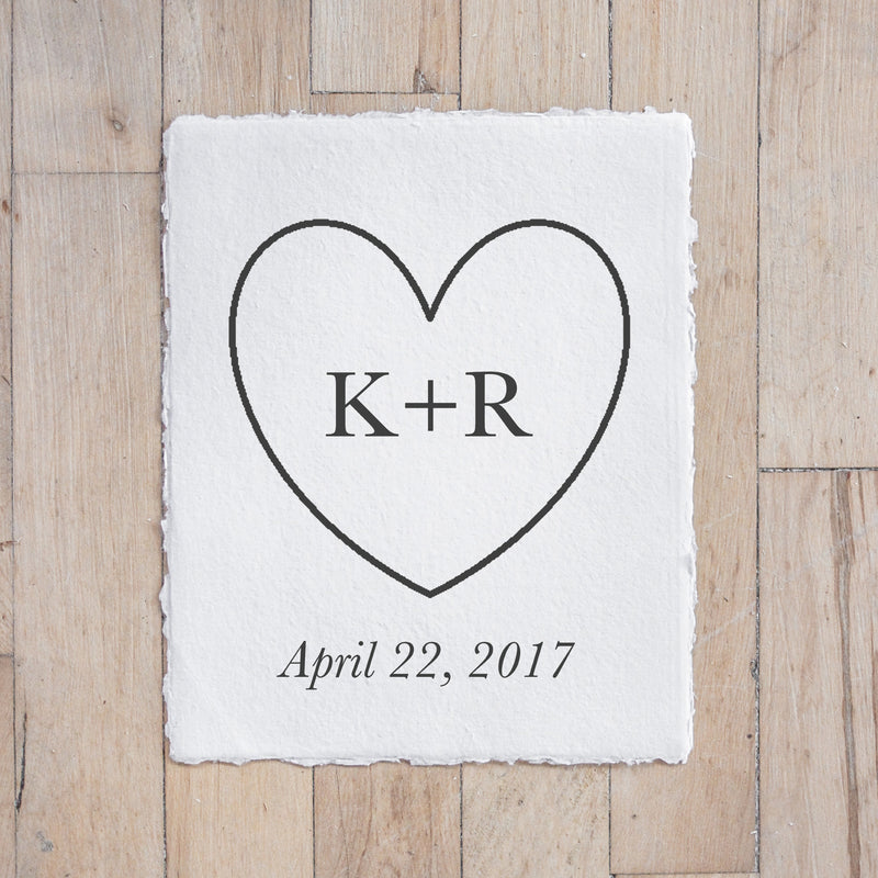 Personalized Two Initials With Heart Print