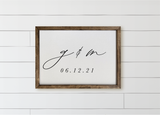 Personalized Initials and Special Date Wood Framed Sign