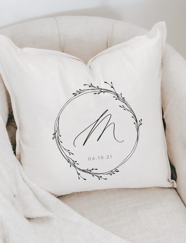 Personalized Initial With Wreath Pillow