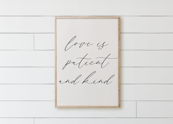 Love Is Patient and Kind Wood Framed Sign