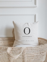 Personalized Minimal Birth Stats Pillow