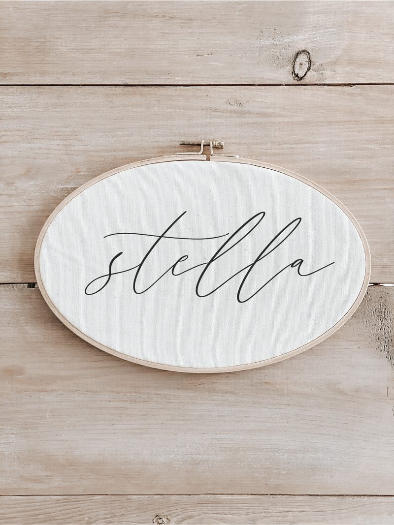 Personalized Calligraphy Name Faux Embroidery Hoop