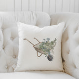 Wheel Barrow Watercolor Pillow