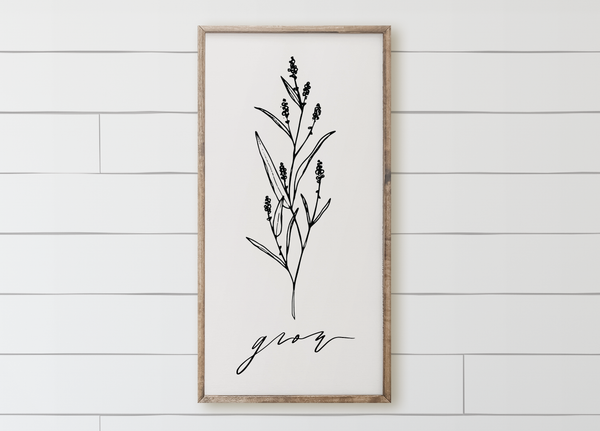 Grow Wildflower Wood Framed Sign